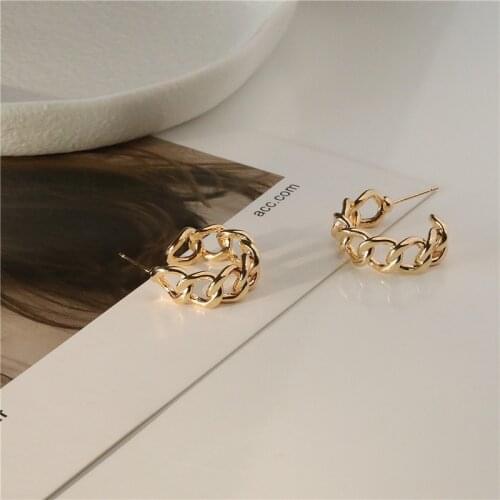 Punk Gold Metal Hollow Chain Hoop Earrings for Women Girls Gold Color Round Statement Earrings 2020 Fashion Party Jewelry Gift