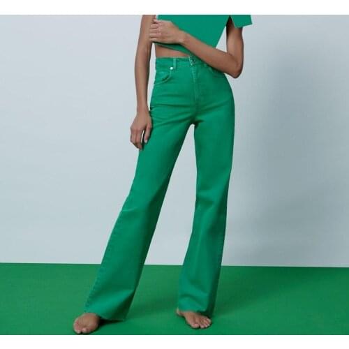 2021 Spring New Womens European and American High Waisted Straight Leg Jeans Y2K Trend Multi-color Straight Leg Jeans Women