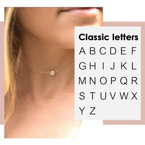 Visunion Classic Engraved Alphabet Necklace Female Party Engagement Pendant Necklace Jewelry Rose Gold Silver Color for Women