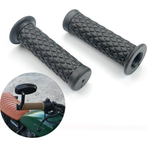 1pair Motorcycle 7/8'' Retro Rubber Handlebar Hand Grip For Honda Suzuki Kawasaki Triumph Cafe Racer Bobber Custom