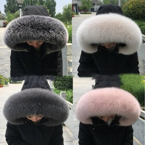 100% natural fox fur color fox fur collar womens mens jacket sweater fashion can be customized large scarf