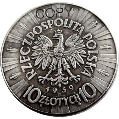 1939 Poland 10 Zlotych Silver Plated Copy Coin