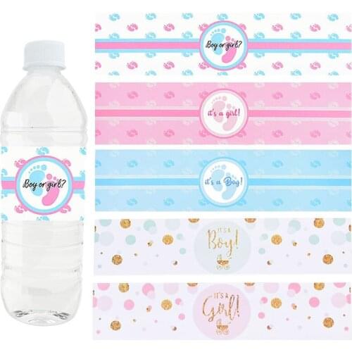 24Pcs Baby Shower Bottle Label Stickers Boy Or Girl Self Adhesive Bottles Cover It Is A Boy/Girl Gender Reveal Party Supplies