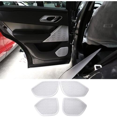 4pcs Aluminum Alloy Lower Door Speaker Cover Panel Trim Accessories For Land Rover Range Rover VELAR 2017-2018