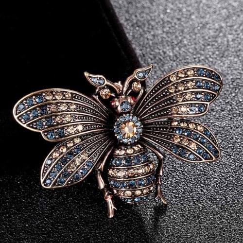 Antique Silver Vintage bee brooches jewelry for mens Elegant Insects Banquet Weddings Brooch Christmas gifts crystal Pin brooch