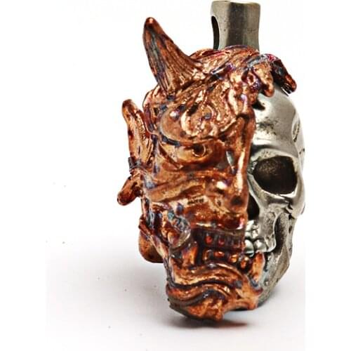 White Brass Skull Knife Beads Outdoors DIY Tools EDC Lanyard Copper Pendants Key Rings Accessories