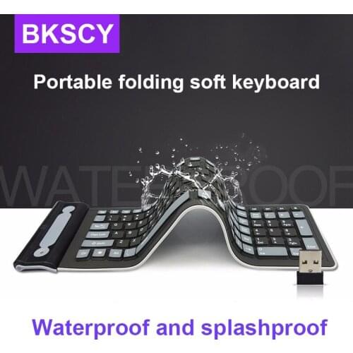 2.4G Wireless Keyboard Flexible Waterproof Resistant Soft Silicone Mini Mute Prevent Pollution for Windows Mac 107 Keys Keyboard