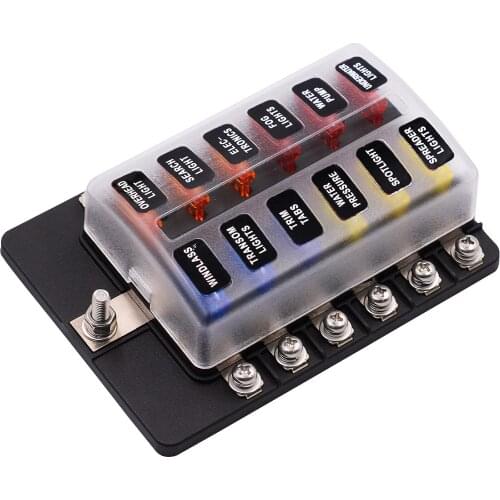 12 Ways Car LED Blade Holder Fuse Box Modified Terminal Block Fuse with LED Warning Light for Car Boat Marine Trike