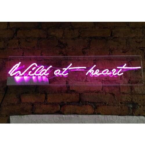 Wild At Heart Neon Signs Real Glass Tube Acrylic Box Gift Beer Bar Pub Bedroom Wall Homeroom Girlsroom Party Decor Lamp 17"