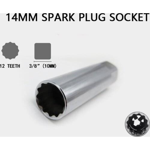 3/8" 14mm Spark Plug Special Socket 12-tooth CR-V Socket Wrench Head with Spring Plate Disassembly Hand Tool Auto Repair Tools