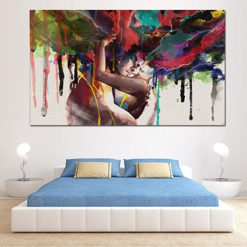 MUTU ART Posters Prints Wall Art Canvas Painting Abstract Couple Hugging Wall Pictures For Living Room Wall Decoration No Frame