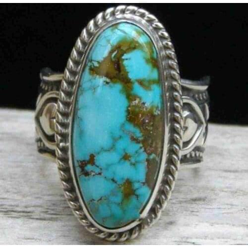 Vintage Bohemian Style Turquoises Rings For Women Classic Ethnic For Women Wedding Party Statement Jewelry New Gift