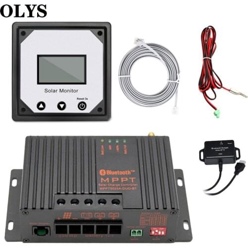 MPPT 20A 12V Solar Charge Controller Smart Bluetooth Charge Controller For RV Boat Car PV Solar With Temperature Sensor Cable