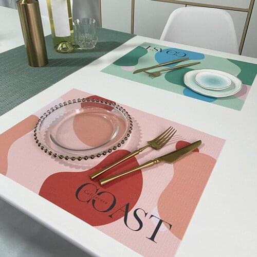 Creative Cute New Style Printing Placemat Washable Non-slip Rectangular Macarone Colors Placemat for Dinner Kitchen Table Supply