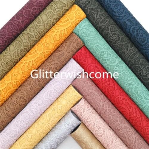 Mini Roll 30X134CM Lace Flowers Embossed Synthetic Leather, Vintage Faux Leather Sheets for Bows Earrings DIY GM3059A