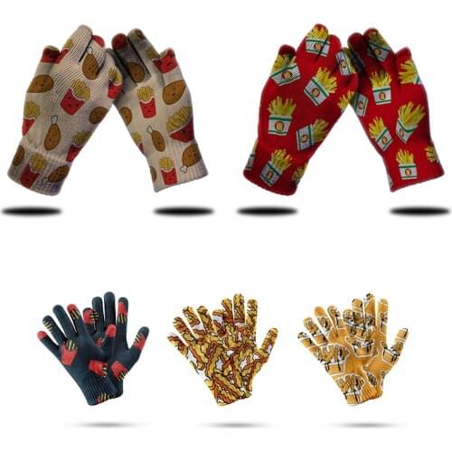 Fashion Potato Chips Snacks Mittens Women Men Gloves Screen Touching Warm Outdoor Riding Gloves Men Funny Gloves Guantes Guanto