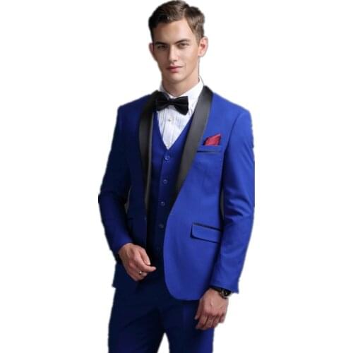 Mens suits Royal Blue Groom Tuxedos Groomsmen Wedding Party Dinner Best Man Suits Blazer