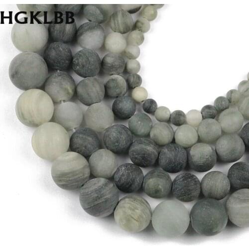 HGKLBB Natural Matte Green Grass Jaspers Stone 4/6/8/10MM Round Spacer loose beads for Jewelry Making DIY Bracelet accessories