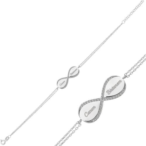 Name Rewritable Silver Infinity Bracelet DN1009