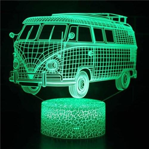 Bus 3d Night Light Touch Remote Control Color Changing Decoration Crack Night Lamp Bed Room Lights Decoration