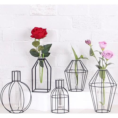 Nordic Simple Flower Stand Iron Frame Vase Simple Family Flower Rack Bottle Ornament Christmas Decoration Pot Holder jarrones
