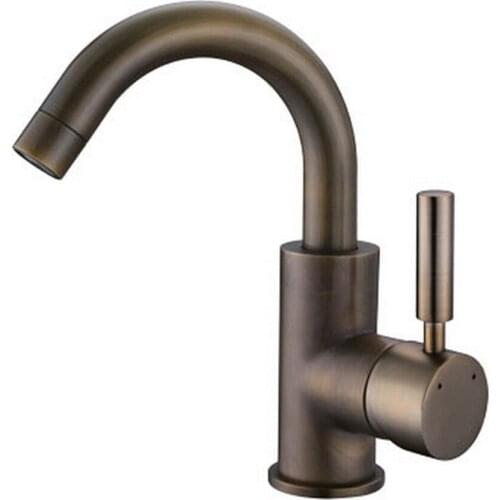 Wholesale And Retail Deck Mounted Brass Antique Copper Bathroom Basin Faucet Single Handle Hole Vanity Sink Mixer Tap