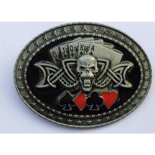 Oval Cool 3D Poker Skull Belt Buckles