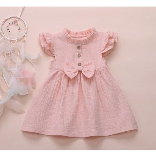 Baby Girls Dresses Summer Dresses Kids Short Sleeve Cute Big Bow A-line Toddler Dress Summer Princess Dresses for Girls