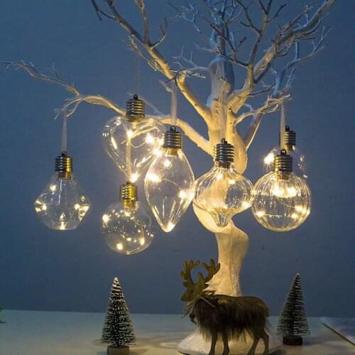 Christmas Tree Pendant Light Transparent Bulb Shaped Hanging Battery Operated Lamp Decoration