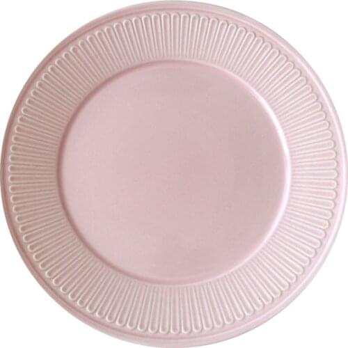 MIDOSHARK Pink Piano Pattern Roman Stripe Ceramic Dinner Plate