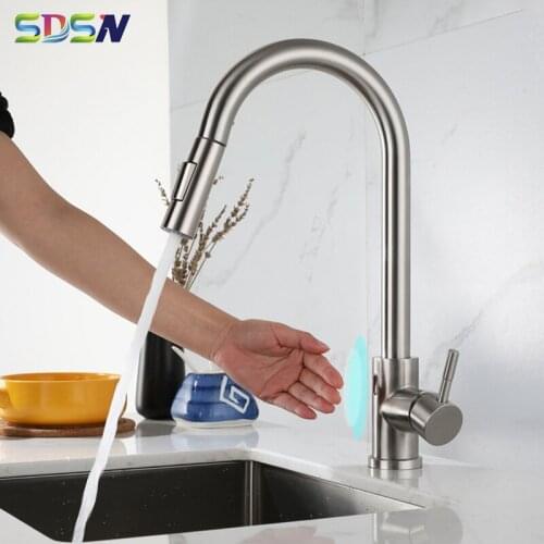 Sensor Kitchen Faucet SDSN Touchless Pull Out Kitchen Mixer Tap Quality Stainless Steel Brushed Sensor Kitchen Mixer Faucets