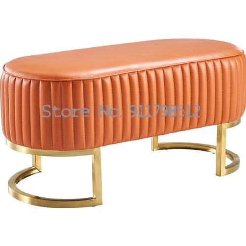 Light luxury sofa stool shoe test stool leather Nordic clothing store bench long stool bed end stool household shoe changing sto