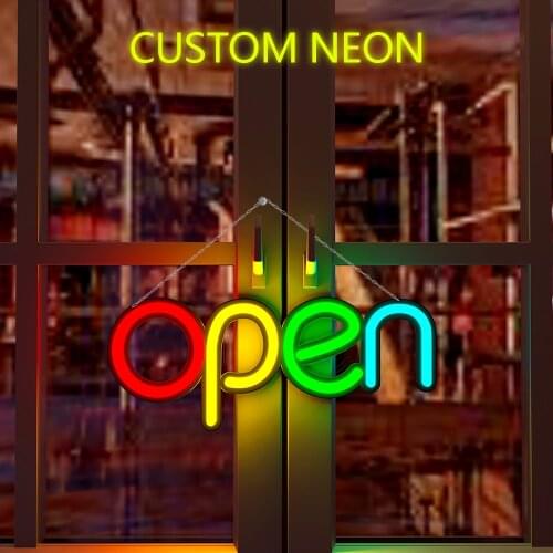 LED Neon Light Open Sign Flashing USB Shop Working Hours Change Colors Advertising Bright lamp in Shop Door Handmake