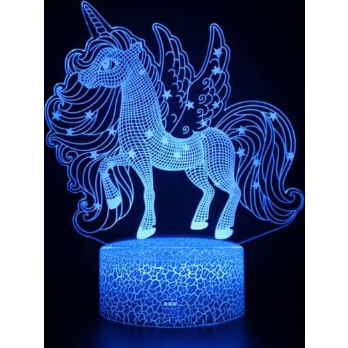 Unicorn 3D LED Night Light Remote Control Touch 7 Color Changing Desk Table Lamp Home Decorative Sleep Light Christmas Gift