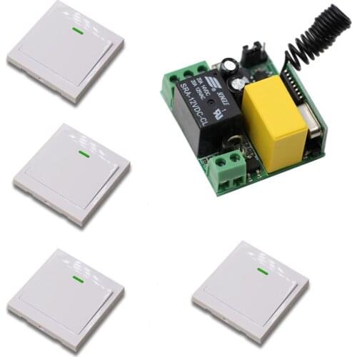 AC 220V Lamp Light LED Bulb Wireless Switch Mini Receivere with 4pcs Wall Remote Switch Corridor Room Home Remote Lighting Wall