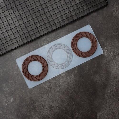 Rope Circle Shape Chocolate Stencil Hollow Out Ring Shape DIY Chocolate Garnish Chip Cake Decorating Silicone Mold Chablon