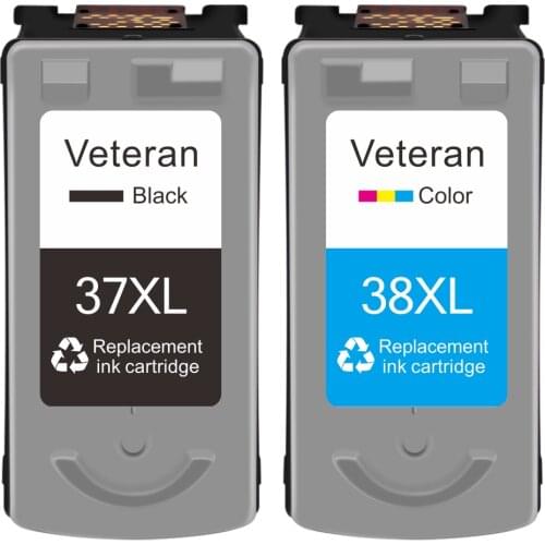 Veteran PG-37 CL-38 Ink Cartridges compatible for Canon PG-37 CL-38 Pixma MP140 MP190 MP210 MP420 IP1800 IP2600 MX300 printer