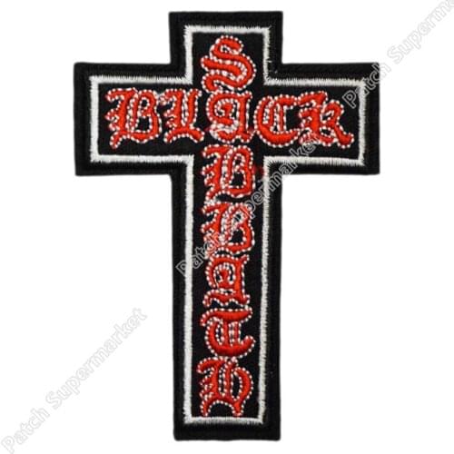 Crucifix Logo Embroidered NEW IRON ON and SEW ON Patch Heavy Metal clothes stickers