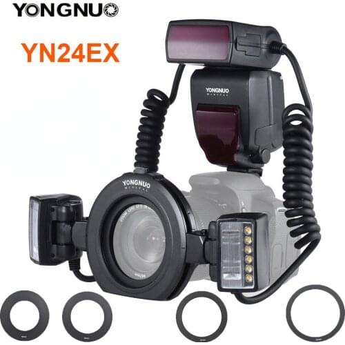 YONGNUO YN24EX YN24 EX Macro Ring Flash E-TTL Flash Speedlite with 2pcs Flash Heads 4pcs Adapter Rings for Canon EOS Cameras 5D3