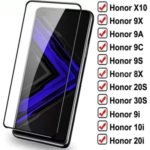 100D Protective Glass on the For Honor X10 9X 9A 9C 9S Tempered Screen Protector Honor 8X 20S 30S 9i 10i 20i 30S Glass Film