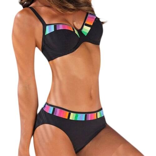 Womens Sexy Bikini Set 2 Piece Bathing Suits Gradient 4 Color Swimsuit Underwire Gathering Split High Waist Sexy Bikini S-3XL