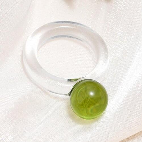 Women Ring Transparent Fake Crystal Ball Jewelry All Match Round Ring for Dating