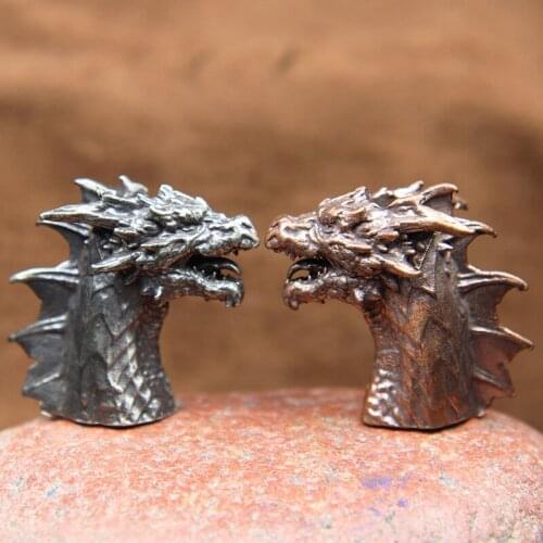 Beast European Dragon Head Brass Knife Pendants Jewelry Umbrella Rope Paracord Bead EDC DIY Keychain Lanyard Hanging Accessories