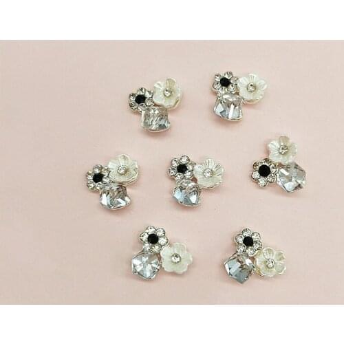 10 pcs/lot New Alloy Ornaments Earrings Jewelry Rhinestone Shell Flower Cube Flower Plate Alloy Jewelry Diy Handmade Accessory