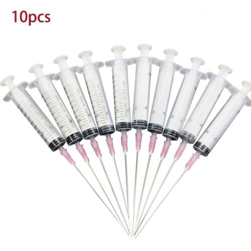 10pcs 10ML Ink Tool Accessories Tool Syringe Pump Ink Ink-pumping Air Long Needle Plastic Disposable Injector