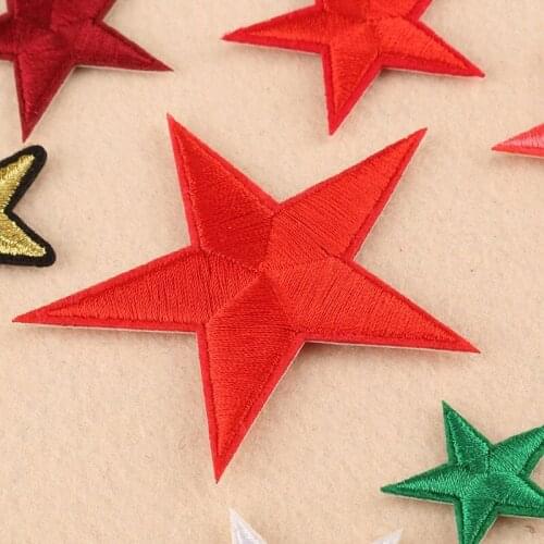 10PCs Badge Repair Fabric Patches Embroidered Stars DIY Iron On Sew On Appliques Clothing Decoration