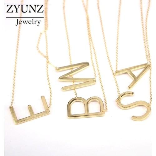 12PCS, Women Fashion Initial Pendant Necklace Gold Color Letter Necklaces Jewelry