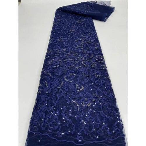 2021 High Quality African Lace Fabric French Mesh Lace Fabric With Beads Nigerian Lace Fabrics For Wedding Dress H-5.41605