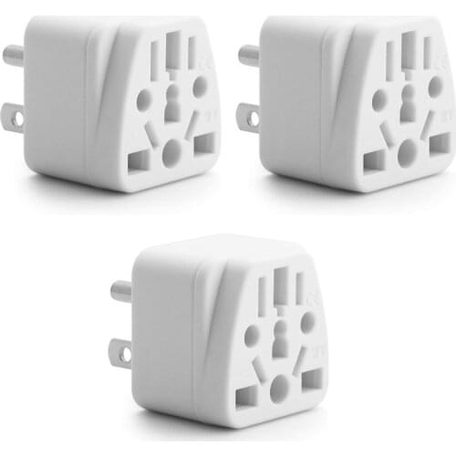 3 Pack) USA Canada Thailand Power Plug Adapter Type B Standard Universal Outlet AC100~250V 10A