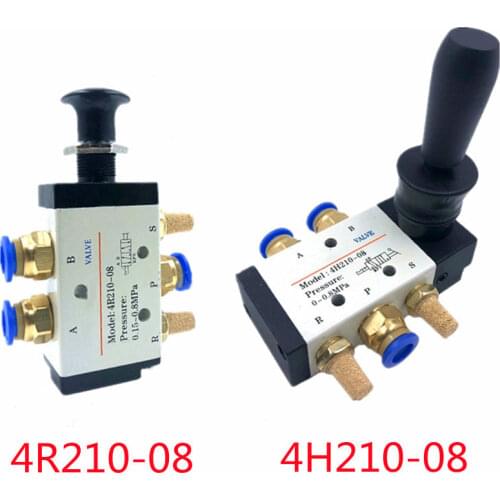 4R210-08 4H210-08 5/2 Way Hand Lever Operated Control Pneumatic Manual Valve w Muffler and Quick Fitting Select